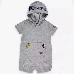 Disney Gray Hooded Bodysuit with Characters